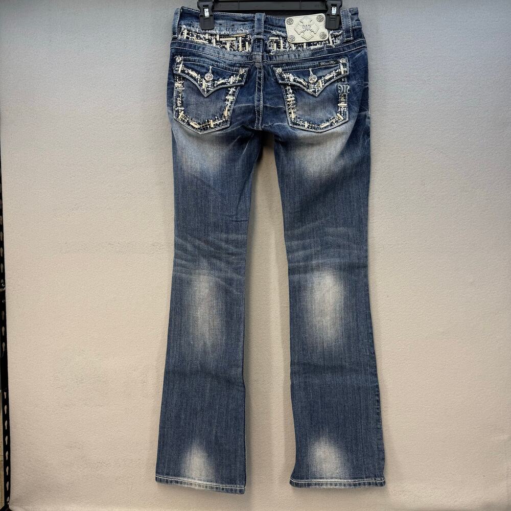 Miss Me Jeans Women's 27x33 (4) Blue Signature Boot Tall Western Bling EUC - Picture 2 of 16